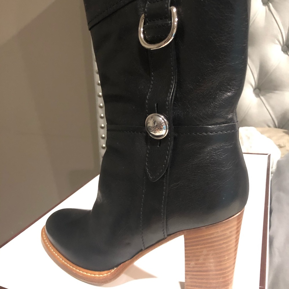 Black leather Coach mid calf boots size 9